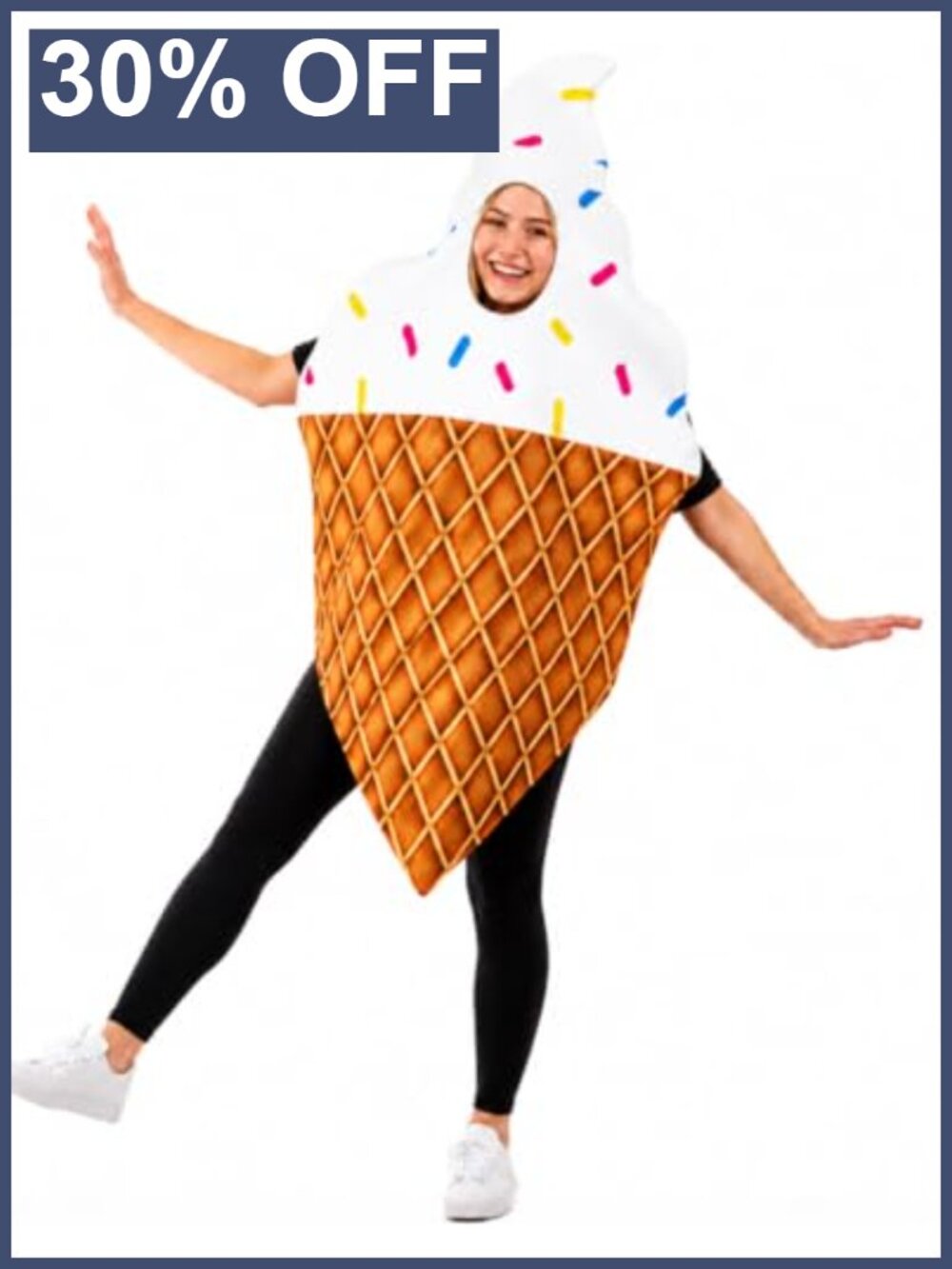 Adult Ice Cream Cone Costume Funny Food Halloween Dress Up One Size